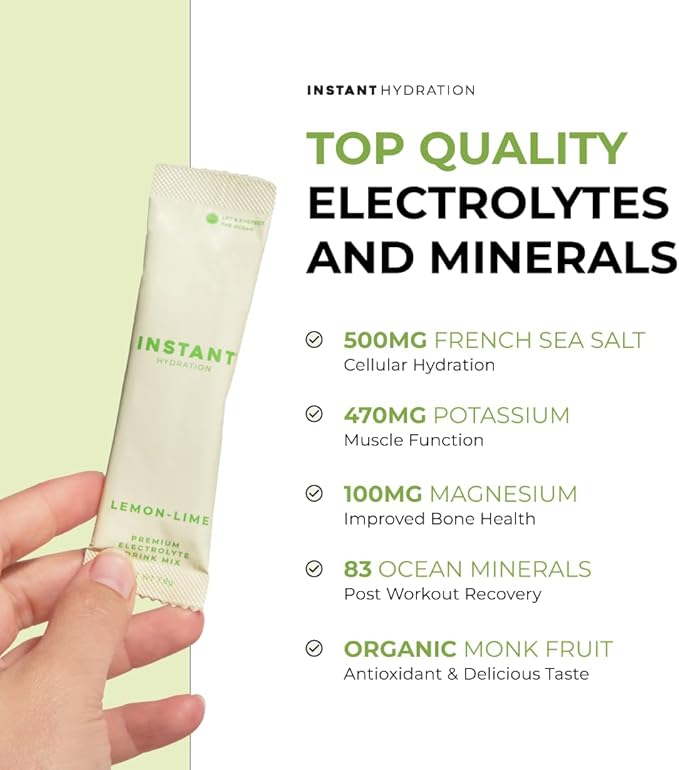 Instant Hydration Electrolytes Powder Packets - Lemon Lime Drink Mix - Zero Sugar - Keto, Vegan, Gluten-Free, Non-GMO - Boost Recovery, Brain Health, Muscle & Tissue Support- 30 Sticks-VivaGrace Women