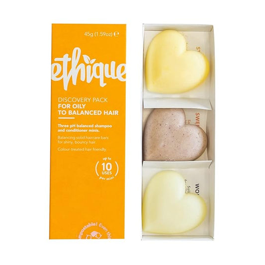 Ethique Discovery Pack for Oily Hair - Shampoo & Conditioner - Plastic-Free, Vegan, Cruelty-Free, Eco-Friendly, 3 Travel Bars, 1.59 oz (Pack of 1)-VivaGrace Women
