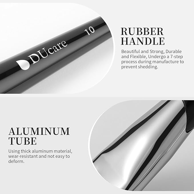 DUcare Foundation Brush Contour Bronzer Self Tanner Makeup Brushes for Liquid Makeup Flat Top Professional Buffing Blending Mineral Powder Face Brush, Black-VivaGrace Women