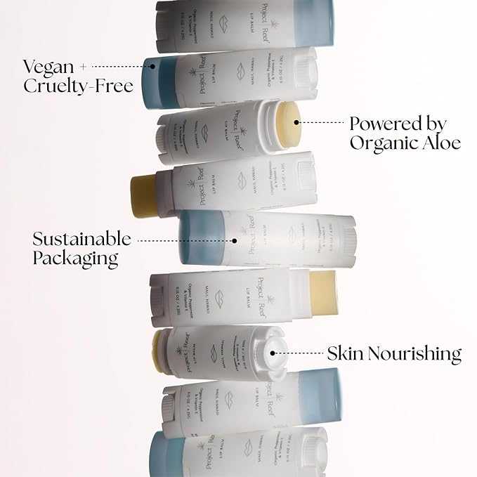 Cooling Lip Balm w/Organic Peppermint, Shea Butter, Vitamin E, Hydrating Chapstick, Soothe Dry Sunburnt Lips, After Sun Care, 2 Pack-VivaGrace Women