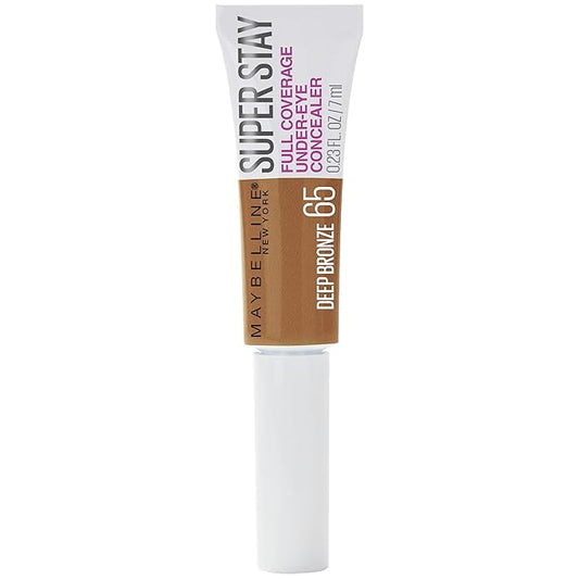 Maybelline New York Super Stay Super Stay Full Coverage, Brightening, Long Lasting, Under-eye Concealer Liquid Makeup For Up To 24H Wear, With Paddle Applicator, Deep Bronze, 0.23 fl. oz., 65 Deep Bronze-VivaGrace Women