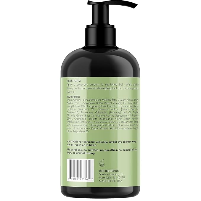 Mielle Organics Rosemary Mint Strengthening Leave In Conditioner for Curly Hair - Hydrating Hair Moisturizer Infused with Biotin to Soften, Protect & Boost Shine (12 Oz)-VivaGrace Women