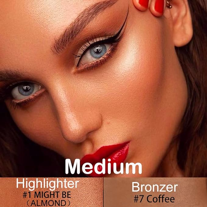 evpct 2Pcs Cream Contour Foundation Stick for Neutral Skin Highlighter & Bronzer Pen Face Brightens & Shades Pencil Highlighting Shade Longwear Makeup Highlight Bronzer Shaping Trimming Stick, Medium-VivaGrace Women