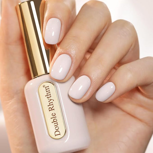 Double Rhythm 0.50 OZ Gel Polish Hema Free Same Color Same Bottle Golden Round Translucent Neutral Natural Milky 15 ML Jelly UV Polish Art DIY at Home (Milky Gray-C1001)