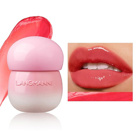Glow Lip Balm Plumping Moisturizing Lip Balm Glossy Lip Gloss, Day & Night Lip Repair Hydrating Lip Mask Lip Oil Nourishing Lip Care Not Sticky Vegan Tinted Lip Balm Jelly Lipstick(2# WATERMELON RED)-VivaGrace Women