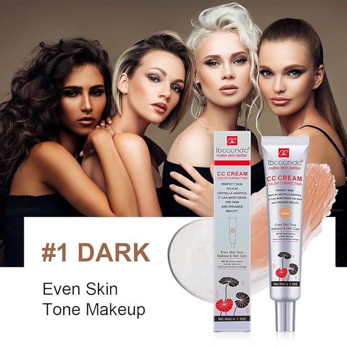 Color Correcting CC Cream,Invisible Pores Cream Foundation And nvisible Pores Concealer,CC Cream Foundation Rich In Centella Asiatic,Moisturizing And Waterproof CC Cream With Spf 25(LIGHT)-VivaGrace Women