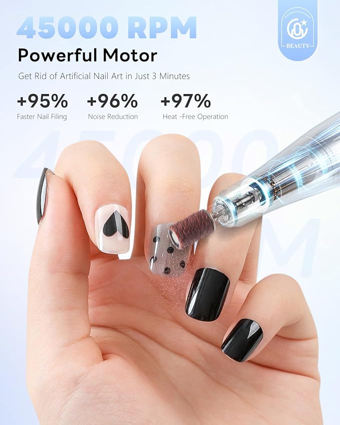 CozyZen Cordless Nail Drill Professional: 45000 RPM Rechargeable Electric Nail File Kit, Portable & Low Noise for Acrylic, Gel Nails, Manicure & Pedicure - Salon & Home Use-VivaGrace Women