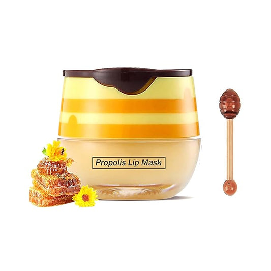 Bee Lip Balm Honey Pot,Honey Lip Mask Propolis Moisturizing Lip Balm with Stick,Propolis Moisturizing Honey Lip Balm,Hydrating & Prevention Dry and Cracked Lip,Lip Care Products-VivaGrace Women