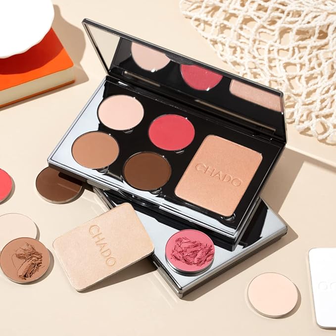 Monts & Merveilles Face Palette – Cream | Bronzer, Concealer, Contour, Blush, Setting Powder | Long Lasting | Face and Cheek Sculpting Palette | Refillable | Cruelty Free (Light to Medium Skin)-VivaGrace Women