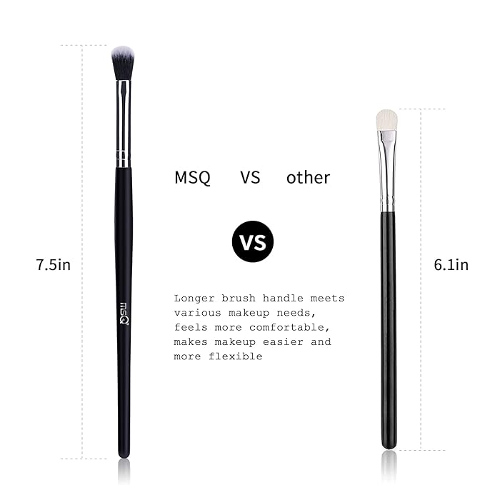 MSQ Eye Makeup Brushes 12pcs Eyeshadow Makeup Brushes Set with Soft Synthetic Hairs & Real Longer Wood Handle for Eyeshadow, Eyelash,Eyebrow, Eyeliner, Blending, Conclear(Black)-VivaGrace Women