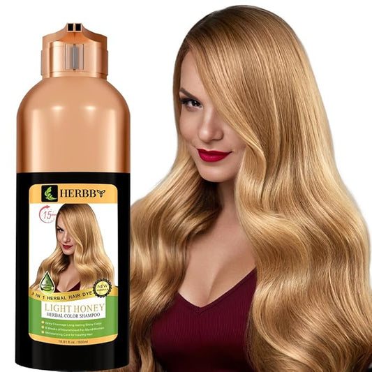 Hair Color Shampoo for Gray Hair Coverage&Color Transform with 9 Herbal Extracts –Long Lasting(6-8 Weeks),Shiny,Evenly Colored,Instant Hair Dye Shampoo&Conditioner, 500 Ml (LIGHT HONEY COLOR)-VivaGrace Women