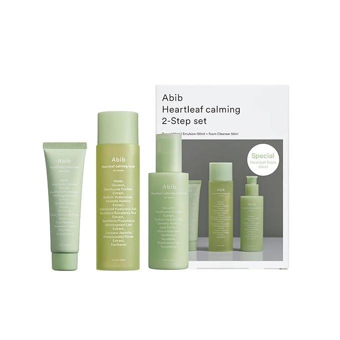 Abib Calming 2 Step Set with Cleanser I Heartleaf Calming Trio, All in One, Soothing Acne, Pimple, Mild Acidic for Senstive Skin, Irritated Skin-VivaGrace Women