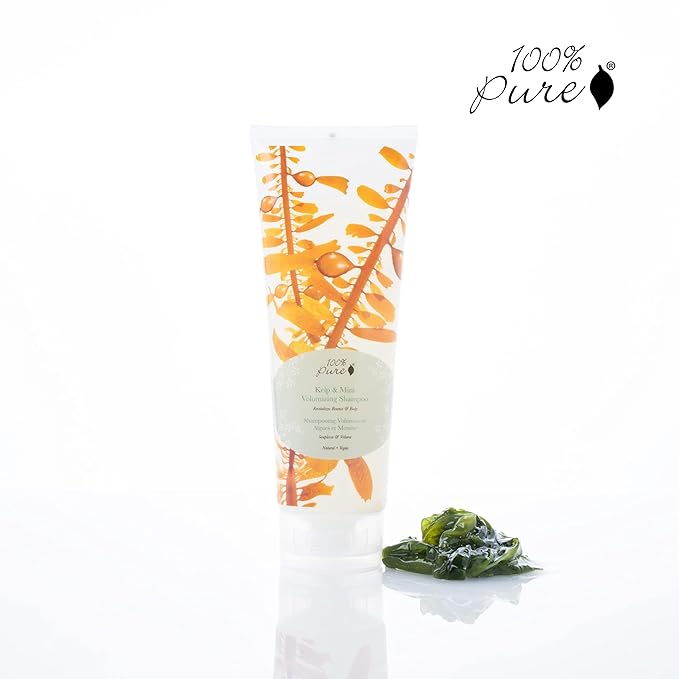 100% PURE Kelp & Mint Volumizing Shampoo Purifying Hydration & Deep Detox - Botanical Body Boost for Dry, Damaged Thinning Hair, Promotes Healthy Growth for Women & Men - Sulfate Free - 8 Fl Oz-VivaGrace Women