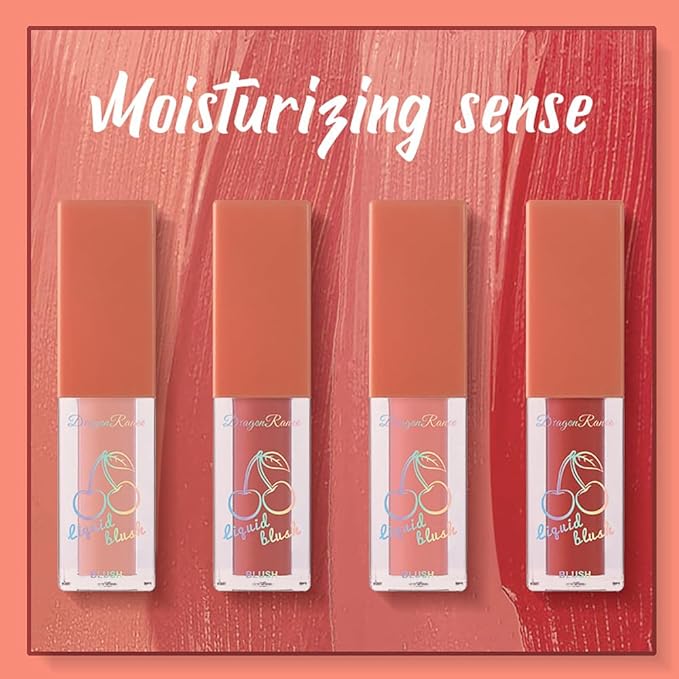 Liquid Blush 4Pcs Set Makeup for Cheeks Matte Finish Soft Cream, Flushed Cheeks, Vegan & Cruelty-free,Long-Wearing, Smudge Proof, Natural-Looking-VivaGrace Women