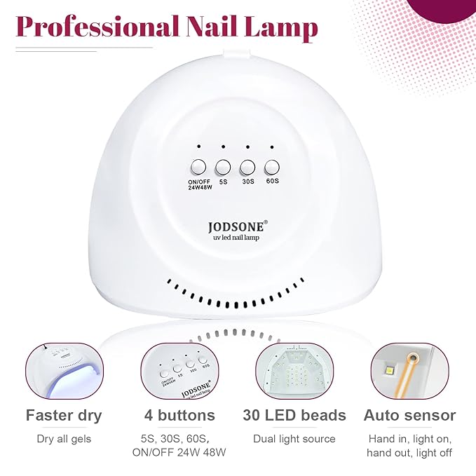 JODSONE 36 PCS Gel Nail Polish Starter Kit U V Light and Dark Series Gel Nail Set No Wipe Base Matte and Glossy Top Coat All Kinds of Manicure Tools-VivaGrace Women