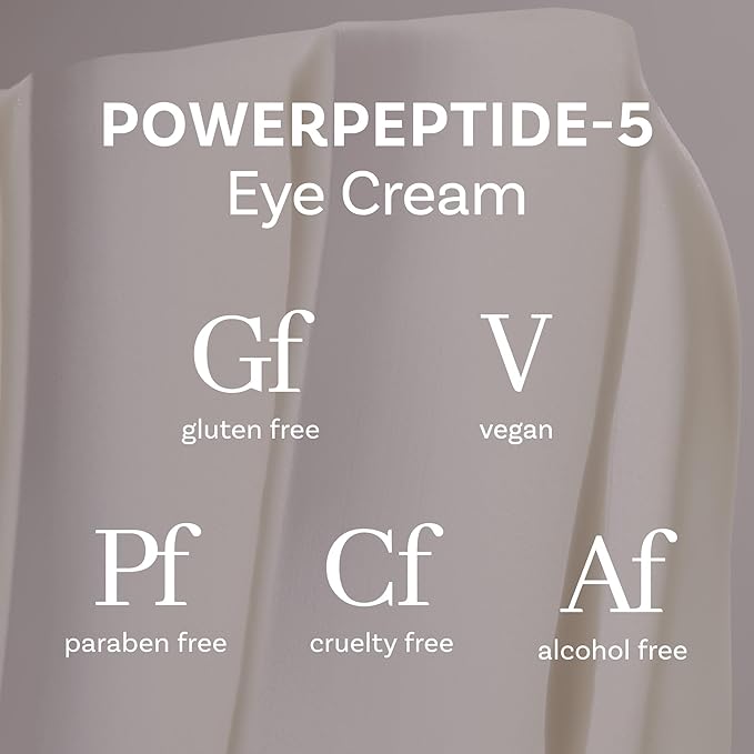 PowerPeptide-5 Eye Cream, Anti Aging Skin Care with Hyaluronic Acid, Peptides for Under Eye Circles, Wrinkles, Dewy, Soft, Plump Skin, Vegan, Paraben, Cruelty & Alcohol Free, 1.69 fl oz-VivaGrace Women