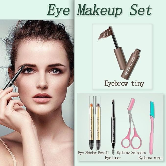All-In-One And Portable Beginner Makeup Kit, Including Mascara, Eyeshadow Pencil, Eyeshadow Palette, Beauty Brush Set, Eyebrow Shaping Set And Other Props-VivaGrace Women