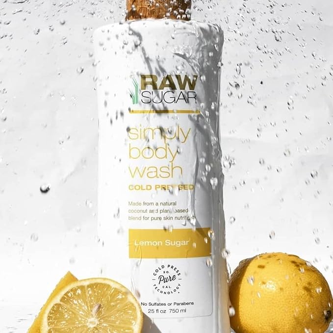 Raw Sugar Lemon Sugar Body Love Bundle - Hydrating,Moisturizing Body Wash, Body Scrub, Body Butter & Lip Balm, Clean, Made with Plant-Derived Ingredients, Formulated without Sulfates and Parabens-VivaGrace Women