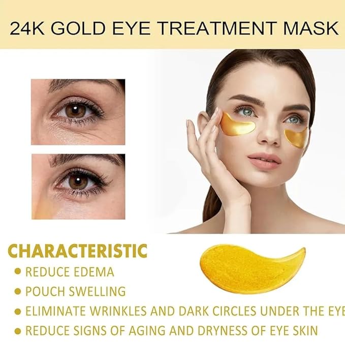 24K Collagen Eye Mask 60 Pcs Moisturzing Eye Pads for Puffy Eyes, Dark Circles, Under Eye Bags, Anti-Wrinkle, Moisturizing, Eye Skin Care Fast Absorption Eye Patches Gel for Women Man-VivaGrace Women