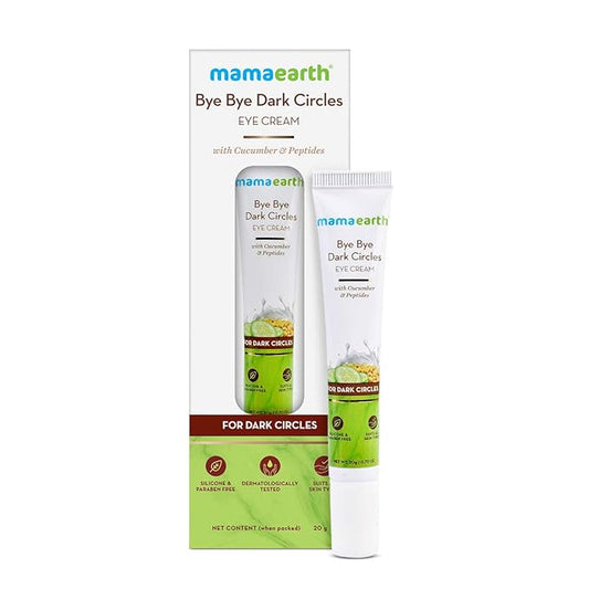 Mamaearth Bye Bye Dark Circles Eye Cream | with Cucumber & Peptide | Reduces Puffiness, Bags & Wrinkles | Nourishes Under Eye Skin | Suits All Skin Types | 0.70 Oz (20g)-VivaGrace Women