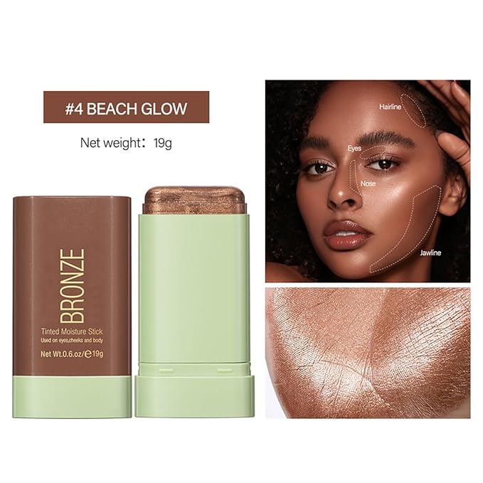 Multi-Purpose Makeup Blush Stick, 3-in-1 Beauty Tinted Solid Blush Stick For Cheeks, Lips And Eyes Waterproof Natural Cream Blush Stick With Long-Lasting Moisturizing Formula (#4Beach Glow)-VivaGrace Women