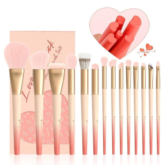 DUcare Makeup Brushes Set 14Pcs Love Struck Makeup Brush Set Premium Synthetic Kabuki Foundation Blending Face Powder Blush Concealers Eye Shadows Brushes-VivaGrace Women