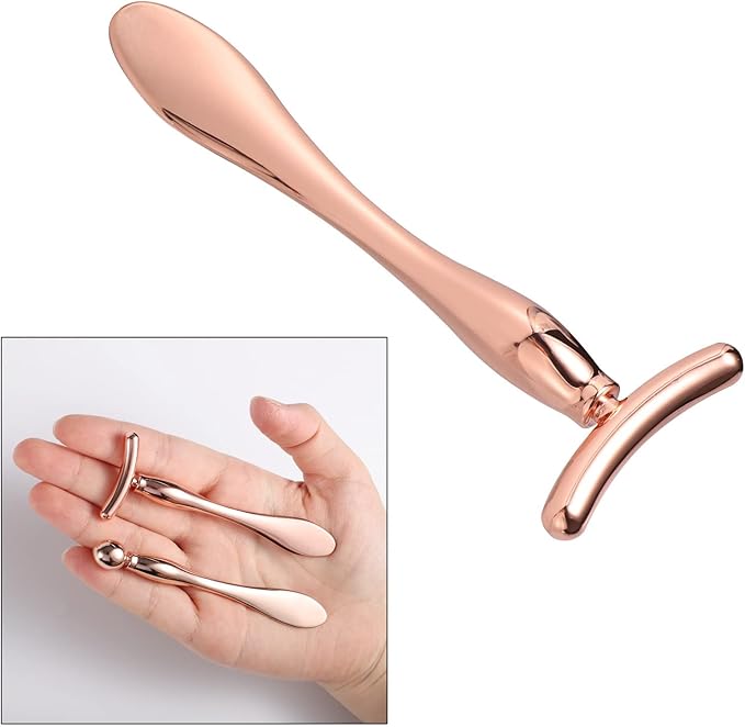 Pimoys 2 Pcs Metal Eye Cream Applicator Face Roller Massager Tool,Eye Massage Wand Stick Women for Facial Massager for Reducing Puffiness Wrinkle Gift for Women-VivaGrace Women