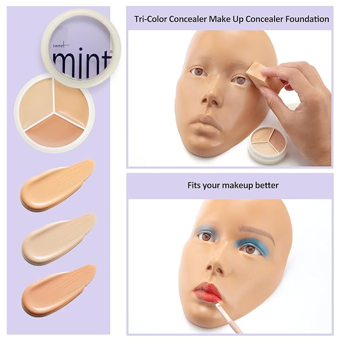 Makeup Practice Face, 2024 Upgrade 5D Makeup Mannequin Face Reusable Silicone Makeup Practice Face Board with Bracket, Come with Makeup remover & Concealer 3 Color & Makeup Bag Brown-VivaGrace Women