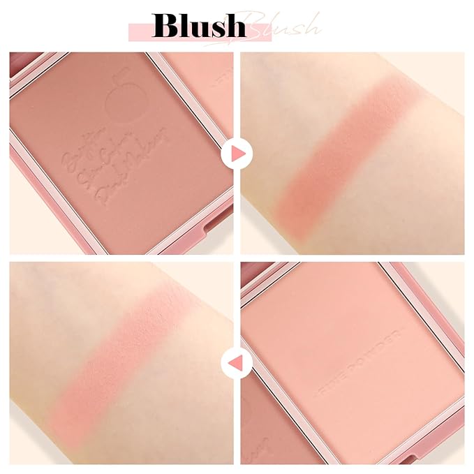 Boobeen Highlighter Contour Makeup Palette Face Matte Bronzer Powder, Compact Contouring Blush for Cheeks, Natural Long Lasting with Brush-VivaGrace Women