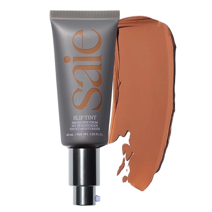 Saie Slip Tint Tinted Moisturizer with SPF 35 - Light Coverage, Glowy Skin Tint & Mineral Sunscreen for Face with Hydrating Hyaluronic Acid - Summer Makeup Essential - Shade Seven (1.35 oz)-VivaGrace Women