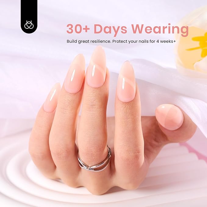 Beetles Builder Gel for Nails, 7 in 1 Builder Nail Gel Nude Jelly Beige Color Building Nail Apex & Nail Extension Strengthener Thin Nails DIY Nail Art Design for Beginner Women-VivaGrace Women