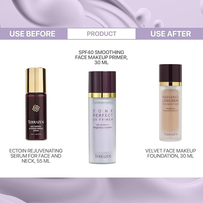 Korean Face Primer 30ml - Korean Makeup & Skincare Lightweight Corrector Base SPF40 PURPLE - Reduces Dullness, Moisturizes for Red, Sensitive Skin witj Aloe (Primer - Purple Tinted)-VivaGrace Women