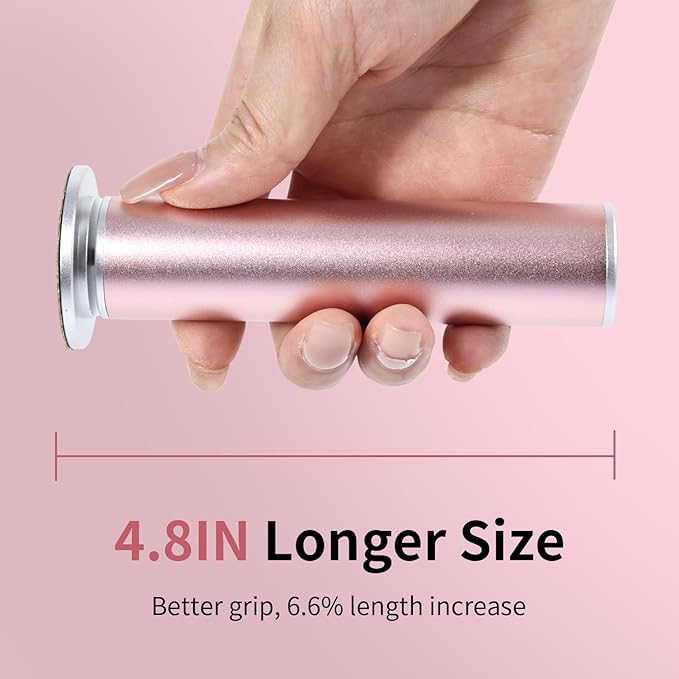 4.8IN Longer Electric Foot Callus Remover with 120pcs Sandpaper Discs, Professional Aluminum Callus Remover for Feet, Stepless Speed Control Pedicure Tools for Dead Skin (Pink-pro)-VivaGrace Women
