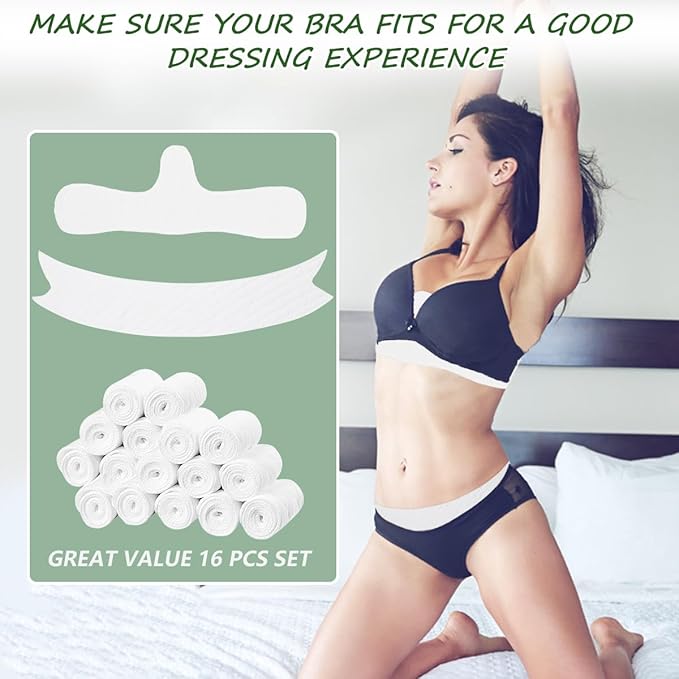 16 Pack Cotton Tummy Liners and Bra Liners Set for Sweat Rash Skin Folds Plus Size Women Sweating Supplies-VivaGrace Women