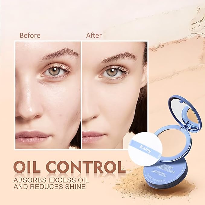 evpct Kaely Oil Control Pressed Face Powder, Get Smooth Flawless Fine Lines and Lightweight Finishing Foundation, Control Shine Long Lasting Waterproof Face Setting Powder Cosmetic, 09 Porcelain-VivaGrace Women