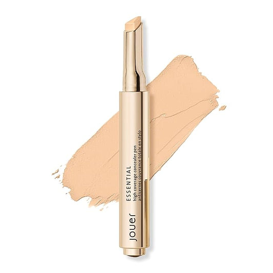 Jouer Essential High Coverage Concealer Pen - Under Eye Concealer for Dark Circles - Brightening Makeup for Eye Circles - Color Corrector Eye Primer with Hyaluronic Acid and Vitamin E-VivaGrace Women
