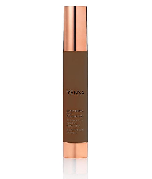 YENSA Super Silk Foundation - Full Coverage, Age-defying complex of Vitamin C, E, Ferulic, and Bakuchiol Oil (Deep 3) 1.0 fl oz-VivaGrace Women