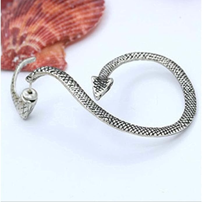 Punk Snake Cuff Earrings Silver Snake Ear Climber Earrings Cartilage Ear Crawler Earrings Gothic Serpent Clip on Wrap Earrings Jewelry for Women-VivaGrace Women