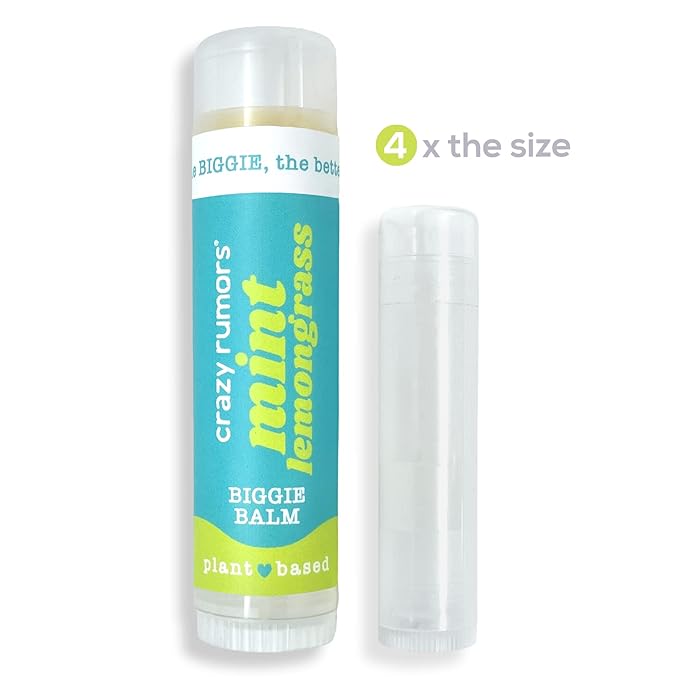 Crazy Rumors Biggie Mint Lemongrass Flavored All Natural, Plant Based Lip Balm to Moisturize and Nourish your Lips - Mint Lemongrass tube 0.6 oz (4x Larger than standard 0.15 oz lip balm)-VivaGrace Women