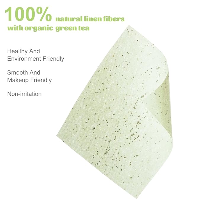 Oil Blotting Sheets for Face, Blotting Paper For Oily Skin Green Tea 100 sheets with Portable Mirror Case & Makeup Puff, Oil Absorbing Sheets For Face-VivaGrace Women