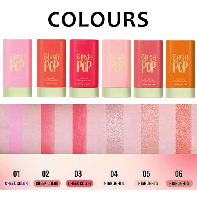 Soft Creamy Highlighter Blush Stick, Silky Smooth Shimmer Bronzer Stick,Waterproof Blendable Natural Glow Highlighter Makeup Stick, Lightweight Body Face Illuminator Luminizer,06 Golden Brown-VivaGrace Women