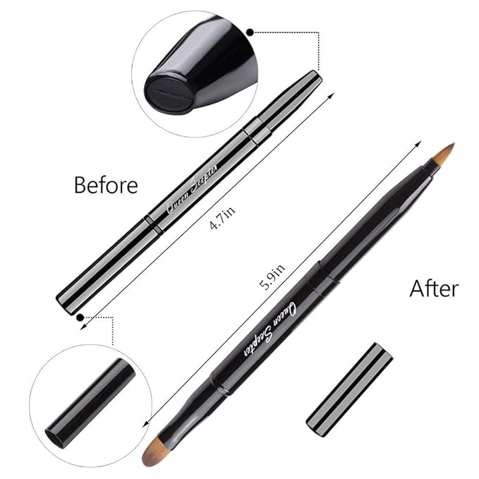 Retractable Dual End Lip Brush Concealer Brush with Cap, Lipstick Eyeshadow Foundation Makeup Brushes Gold, Black, Purple-VivaGrace Women