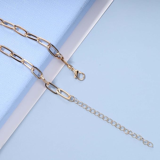 Punk Paper Link Choker Necklace Gold Paperclip Chain Necklace Choker Open Link Chain Necklace Trendy Chain Necklace Jewelry for Women and Girls-VivaGrace Women