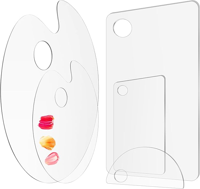 5PCS Acrylic Paint Palette Clear Paint Pallet,Transparent Non-Stick Oil Paint Palette with Protective Kraft for Craft DIY Art Painting Palette- Adults & Kids-VivaGrace Women