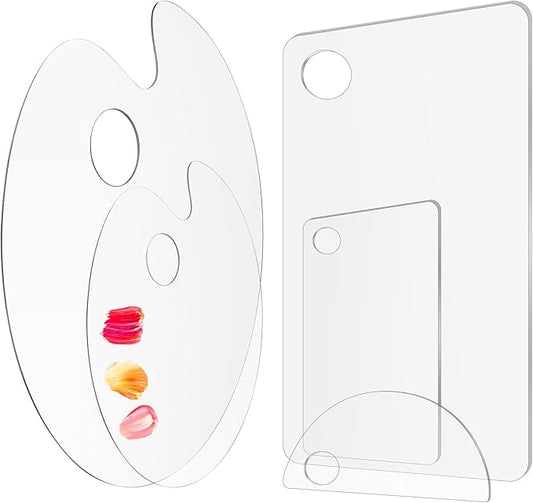 5PCS Acrylic Paint Palette Clear Paint Pallet,Transparent Non-Stick Oil Paint Palette with Protective Kraft for Craft DIY Art Painting Palette- Adults & Kids-VivaGrace Women