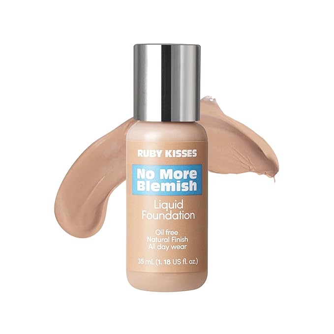 Ruby Kisses Liquid Foundation No More Blemish Oil-Free Foundation Korean Makeup 1.18 Fl Oz (Rich Beige)-VivaGrace Women
