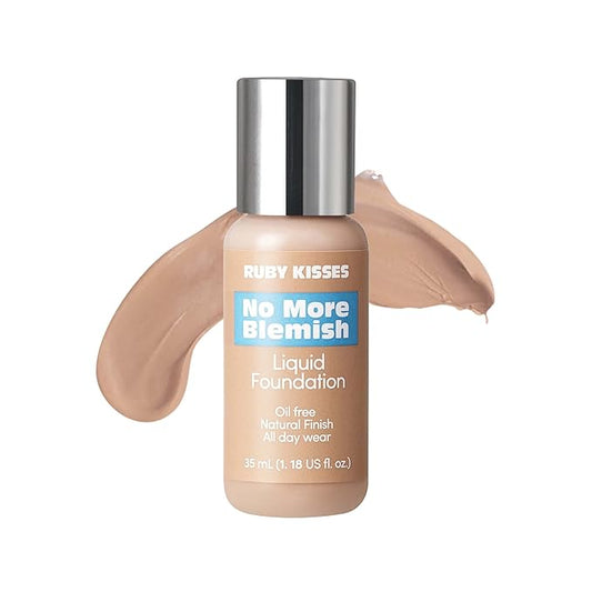 Ruby Kisses Liquid Foundation No More Blemish Oil-Free Foundation Korean Makeup 1.18 Fl Oz (Rich Beige)-VivaGrace Women