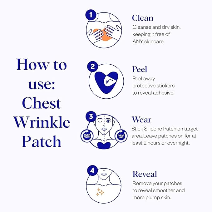 Wrinkles Schminkles Chest Wrinkle Patch & Cleanser Starter Pack - Set of Reusable Chest Silicone Wrinkle Patch + Patch Cleanser (2 oz) Maximise Uses - Smooth & Prevent Chest & Décolletage Wrinkles-VivaGrace Women