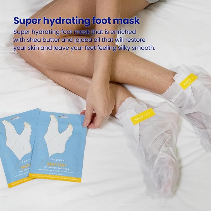 FACETORY Head to Toe Body Spa Pouch Gift Bundle with Korean Sheet Masks for Hair, Face, Feet, Hands, and Butt - Softening, Hydrating, Nourishing, and Moisturizing, for Dry, Cracked Skin-VivaGrace Women