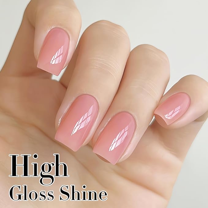 Double Rhythm 0.50 OZ Translucent Gel Polish Same Color Same Bottle Sheer Pastel Neutral Natural Milky 15 ML Jelly UV Nail Art DIY at Home (Jelly Rose Pink-A1380)-VivaGrace Women